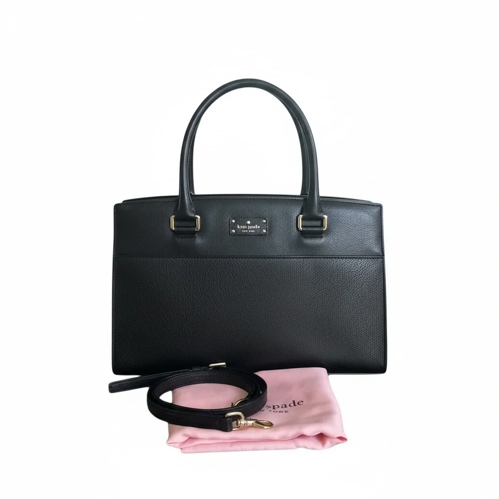 Kate Spade Black Leather Satchel Crossbody Top Handle Bag NWOT